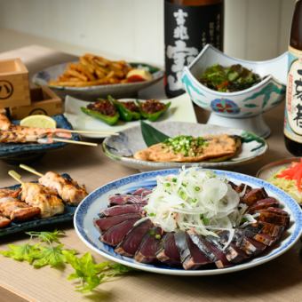 【人気No.1!】炉端焼きに藁焼きカツオ、串焼きも!<120分飲み放題>炉端焼きコース8品4500円