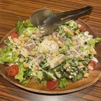 Caesar salad with prosciutto and hot spring eggs