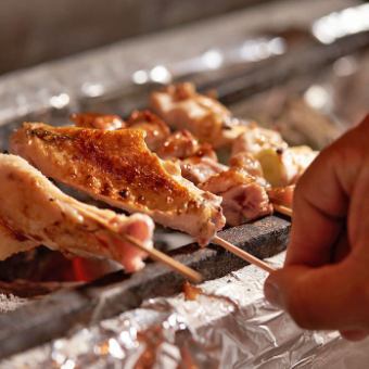 [No. 1 in satisfaction] Luxury authentic yakitori 24 dishes all-you-can-eat for 2 hours [1580 yen excluding tax/1738 yen including tax]