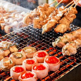 [Includes 3 hours of all-you-can-drink] SNS-worthy ◎All-you-can-eat course of 40 yakitori & vegetable rolls [3000 yen excluding tax/3300 yen including tax]
