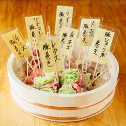 うずら豚巻き/チーズ豚巻き/トマト豚巻き/しょうが豚巻き/しそ豚巻き