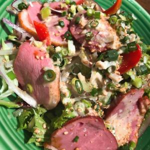 Grilled duck salad (with separate dressing)