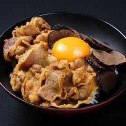 Wagyu beef sukiyaki rice topped with truffles