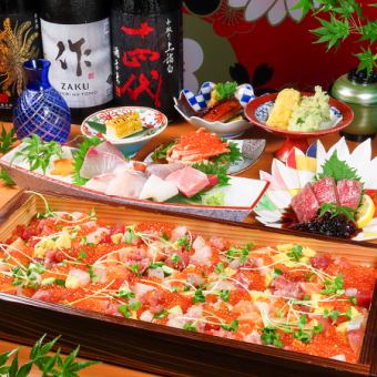 [New course] 9 dishes including seared Wagyu beef sirloin, snow crab, and specially selected seafood chirashi + all-you-can-drink ⇒ 8,000 yen