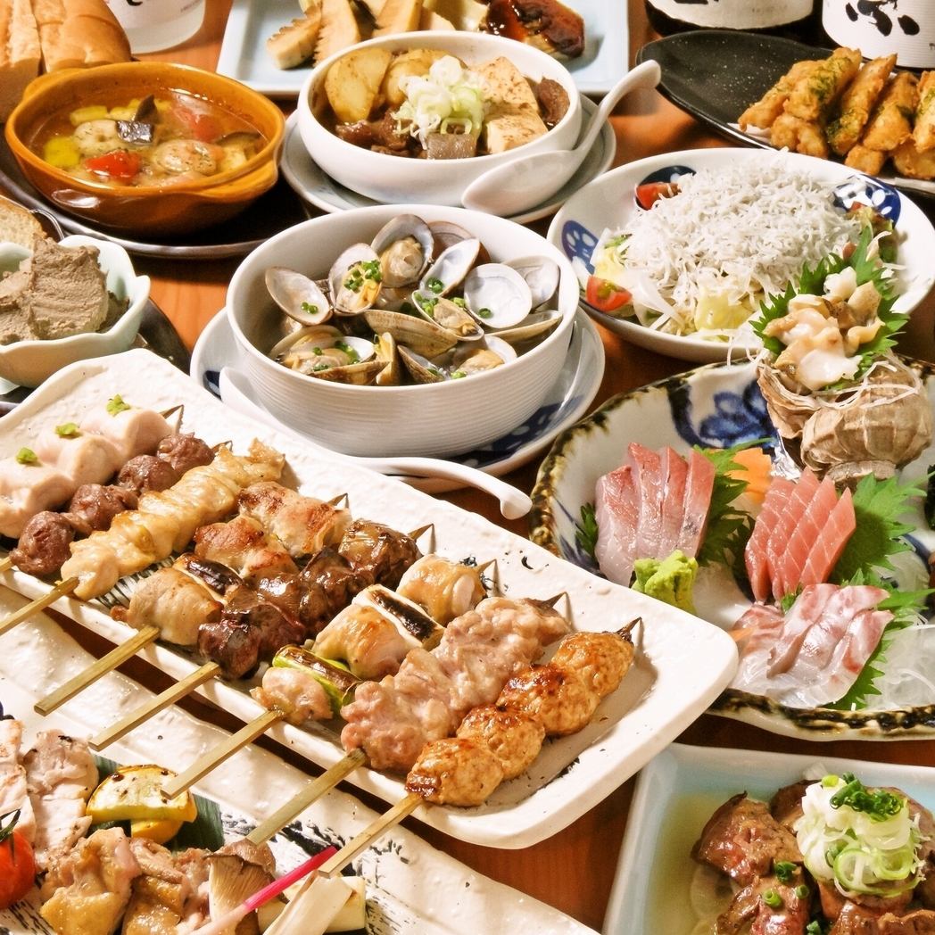 【JR 오카치마치역에서 도보 1분】우에노 조건 꼬치구이와 해물, 이자카야 단골의 일품 요리도 풍부!