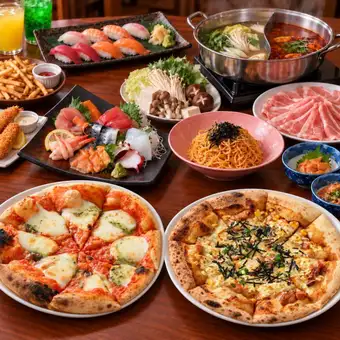 定番★ピザバイキング！しゃぶしゃぶ＆寿司等も！2時間食べ飲み放題！税込3,828円