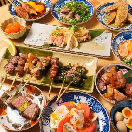 【飲み放題付き】豪華コース◆小鉢3種/サラダ/揚げ物/串5種など<全14品>8000円(税込)