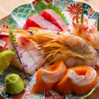 120分飲放付【コスパ大満足】刺身4種盛り合わせや地鶏炭火焼き等全7品4000円(税込)当日OK