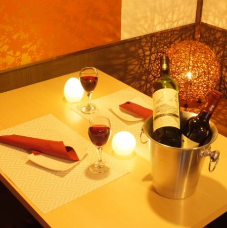 There is also a private room for 2 people!! For a drink on a date or after work, there is a private room with a tatami mat type and a digging kotatsu type.※ The photos are affiliated stores.