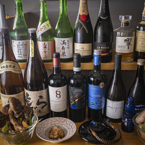 拘りの料理を引き立たせる豊富なお酒ラインナップ