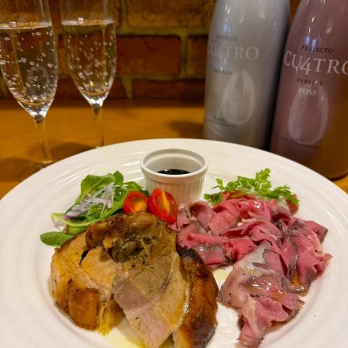 Roast beef and porchetta