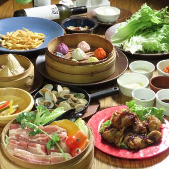 【春季套餐】为了美丽◎时令蔬菜和健康负鼠等9道菜，2小时5,000日元（含税），附无限畅饮
