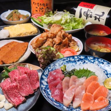 【飲み放題付き】阿波牛たたき・鮮魚の盛り合わせ・徳島名物等全9品デザート付6500円⇒6000円!