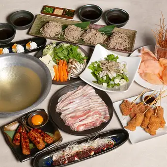 『豚と蕎麦のしゃぶしゃぶ鍋』コース【飲み放題付き】4,800円