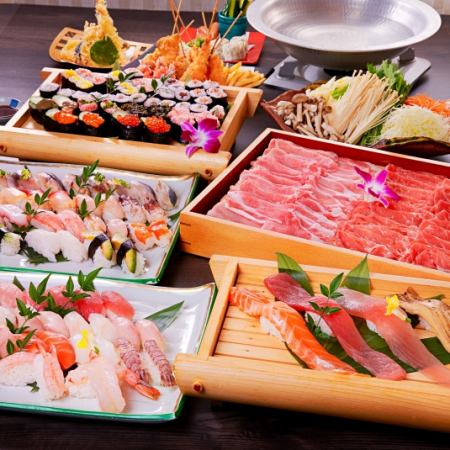 Fatty fatty tuna, sea urchin, and snow crab! 100 minutes of all-you-can-eat deluxe nigiri, shabu-shabu, and special dishes! Sushi Premium 5,480 yen