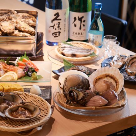 《 歓送迎会に!》2時間飲み放題付 当店自慢の貝焼き×魚介 『 なかいち貝鮮三昧 』コース