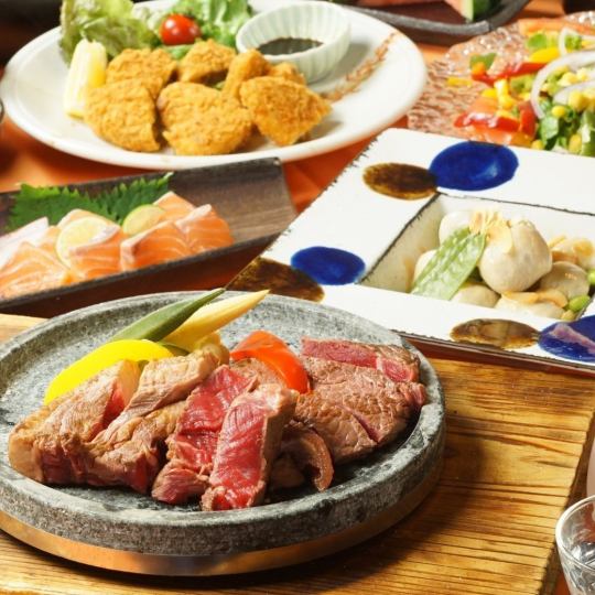 Daily Beef Steak/Seasonal Rice "Suzaku Course" 8 dishes total ◆ All-you-can-drink 70 types of beer including draft beer for 2 hours ◆