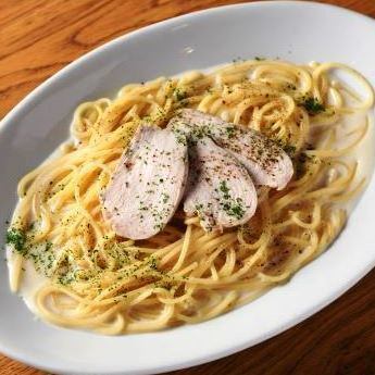 Oku-Mikawa Chicken Ham and Alfredo Sauce (Fresh pasta is great!)