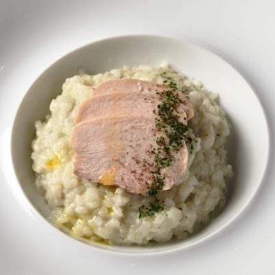 Gorgonzola cream risotto with Oku-Mikawa chicken ham