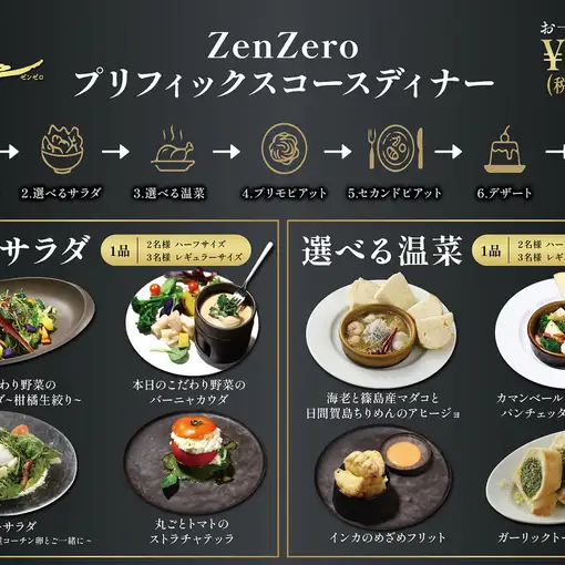 【ディナーコース】プリフィックス~前菜からメイン料理まで選べるコース~