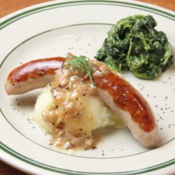 熊本県産生ソーセージとマッシュポテト