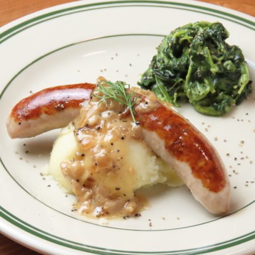 熊本県産生ソーセージとマッシュポテト