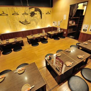 掘りごたつ座敷は最大28名様までOK!!人数に応じてテーブルレイアウト可能なので少人数～大人数までお任せください♪