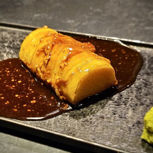 蒸し長芋の豚肉巻きステーキ