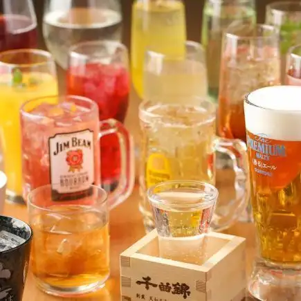 酎ハイ、焼酎、梅酒、ワイン等飲み放題充実