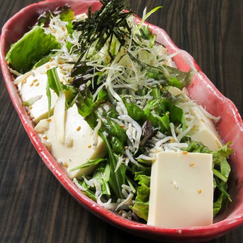 Tofu and whitebait salad