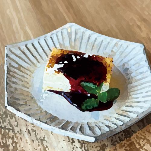 濃郁芝士蛋糕 - 黑醋栗醬
