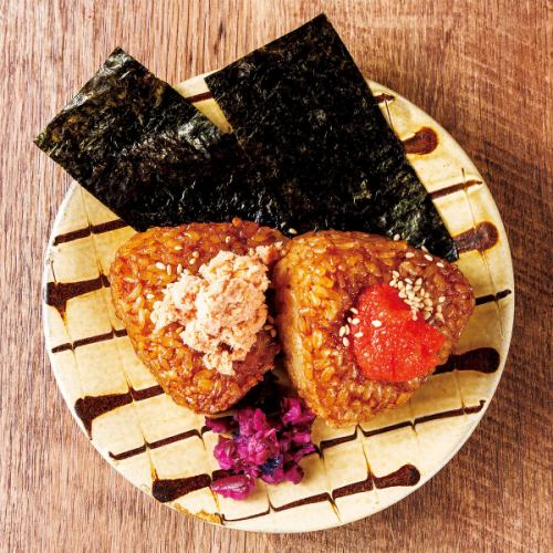 Grilled salmon and mentaiko rice balls