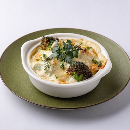 ブロッコリーと枝豆の豆乳グラタン