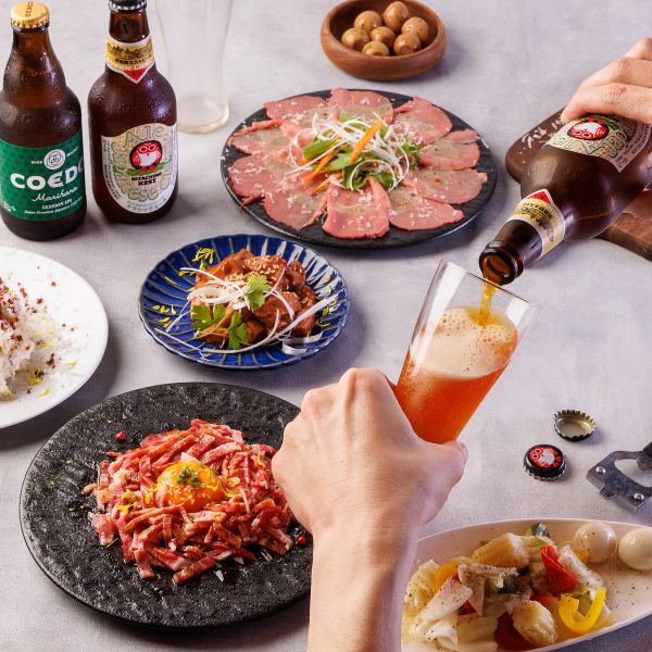Enjoy the blissful collaboration of meat kappo and craft beer, where you can fully enjoy the rich flavor of meat and the charm of craft beer.