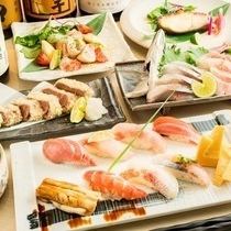 「プレミアム飲み放題付き」海月コース　7500円　　（料理5000円＋飲み放題2500円）