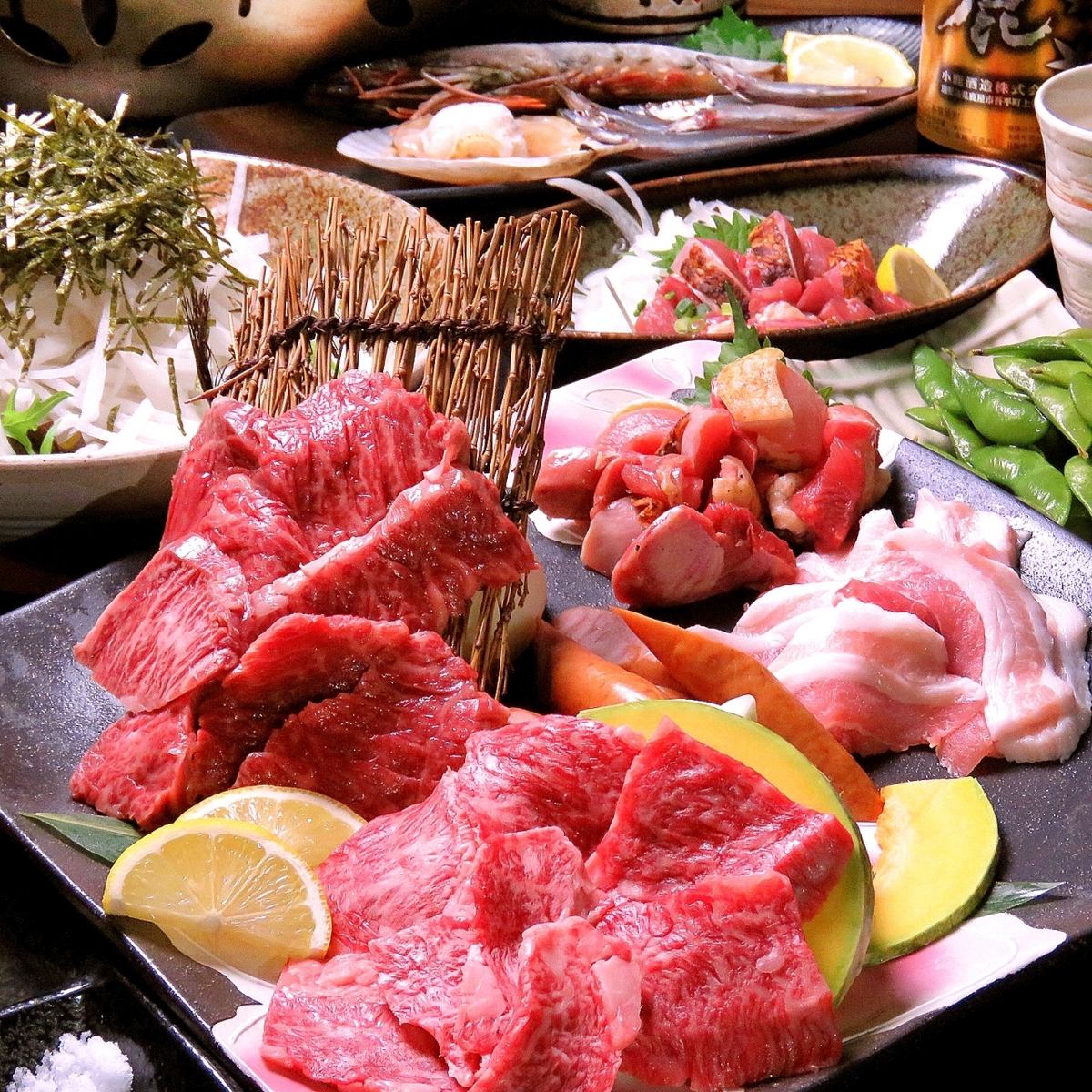 質に自信有！黒毛和牛・黒豚・桜島鶏と本格炭火焼で愉しむ！