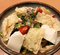 Fried yuba and tofu salad