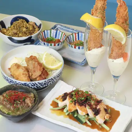 2名様限定【2H飲み放題付】名物「特大場外エビフライ」付コース★4000円