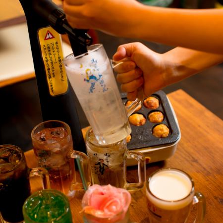 【閉店セール】単品飲み放題＋セルフたこ焼食べ放題！1時間800円⇒400円(税込)【生ビール込み】