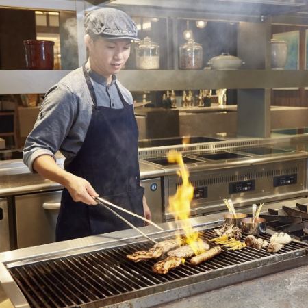 Enjoy live stations where chefs prepare food right before your eyes