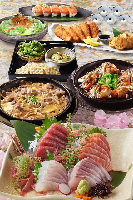 Moonlit night course♪ 9 dishes including sashimi and fluffy beef sukiyaki + 2 hours of all-you-can-drink