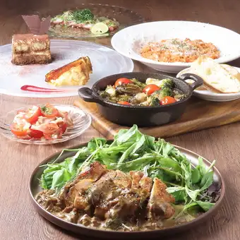 【お食事のみ】全7品◎絶品アヒージョやポルチーニ香る鶏オーブン焼きを堪能する極上コース♪