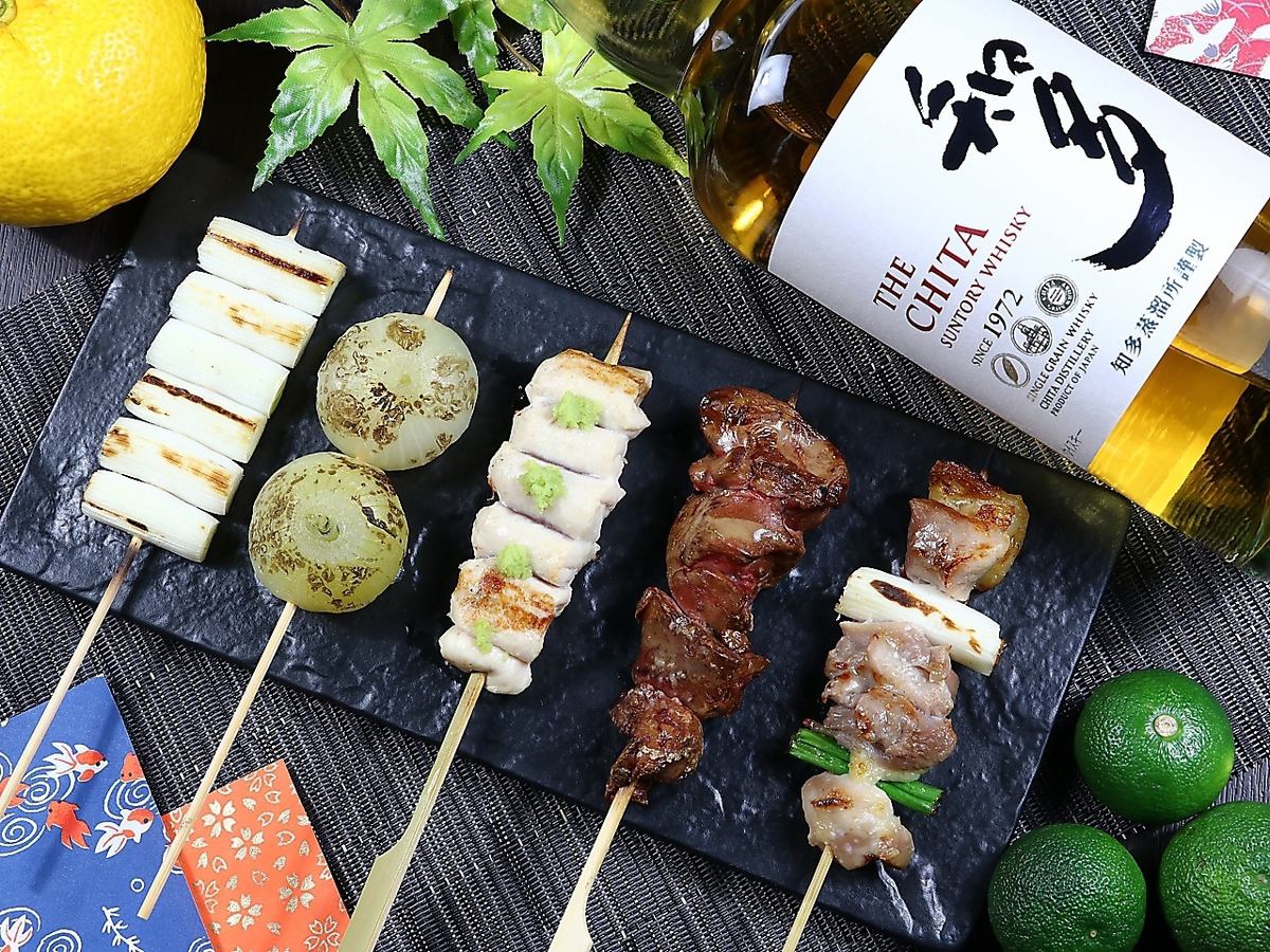 Enjoy authentic charcoal-grilled yakitori in a completely private room…