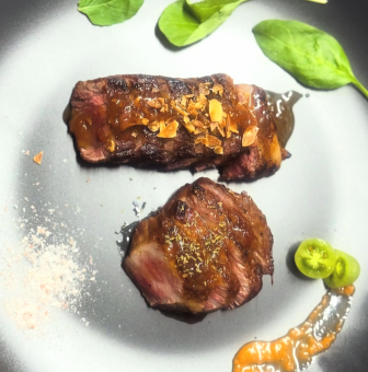 Aitchbone steak with truffle sauce