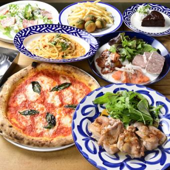 [Girls' Night Out Course] 120 minutes (last order 30 minutes before) all-you-can-drink included - 9 dishes in total, including 3 kinds of appetizers, pizza or pasta, etc.