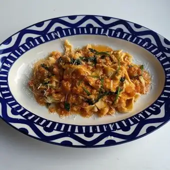 Shrimp ragu pasta with rich tomato cream sauce