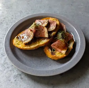 Duck and apple