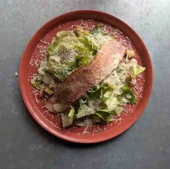 Caesar salad with the aroma of smoked bacon