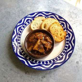 Beef offal simmered in demi-glace miso sauce