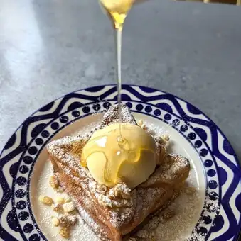 Thick-cut French toast with vanilla ice cream
